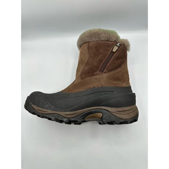 North Face Greenland Brown Zip Waterproof Winter Boots Size 8 Faux Fur Shearling - Picture 11 of 15